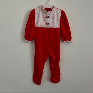 Vintage Petit Jardin By Mashtex Red and White Long Sleeve One Piece-Size Medium